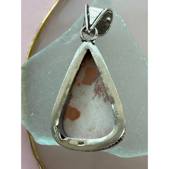 925 Sterling Scolecite Teardrop Pendant - Picture 6 of 6